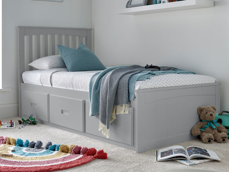 Bedmaster Quest Wooden 3 Drawer Bed Grey-Better Bed Company