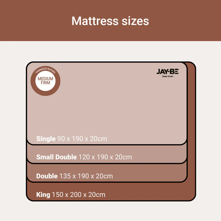 Jay-Be® Ryze Memory Sprung Mattress Size Dimensions-Better Bed Company