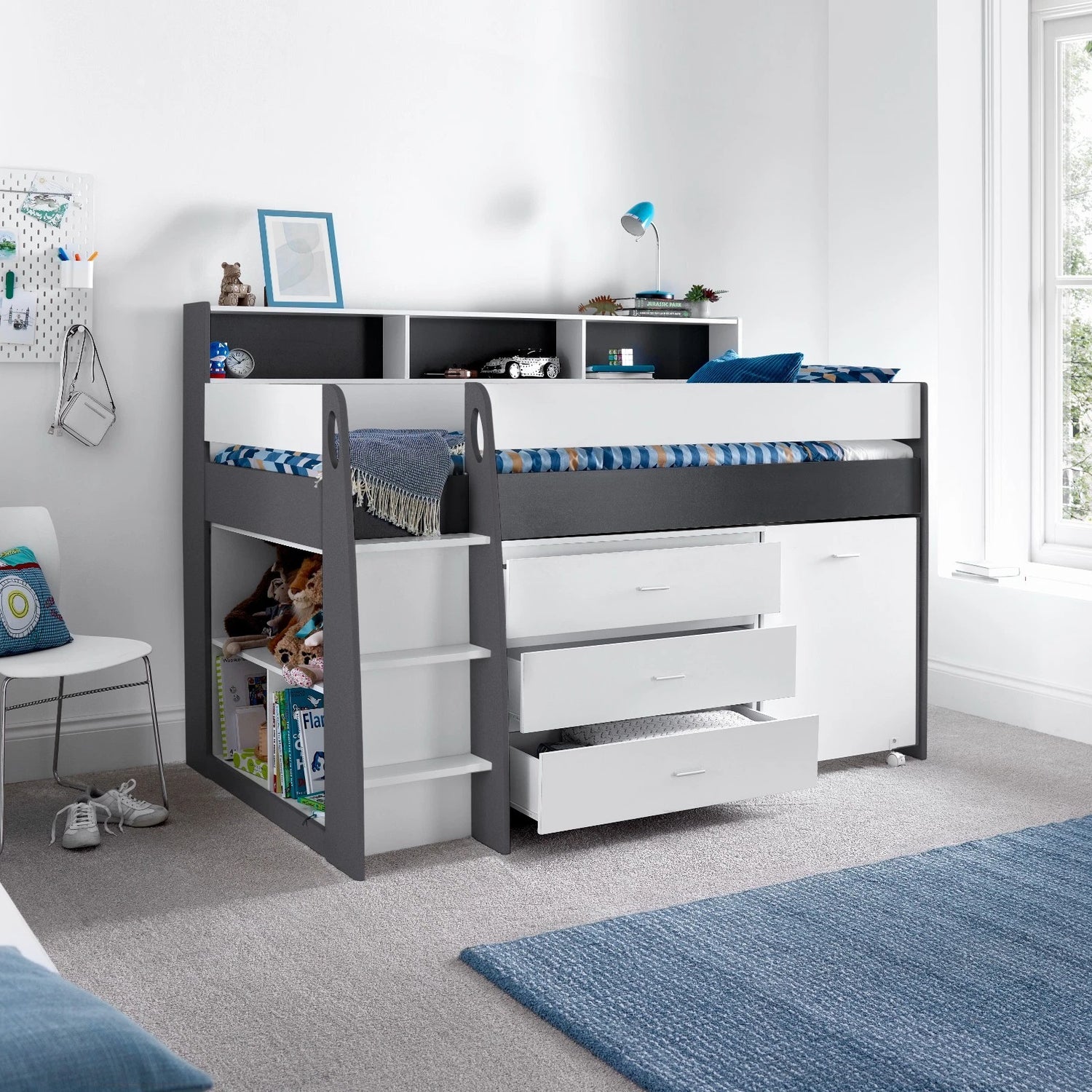 Bedmaster Ersa Midsleeper Bed Grey And White-Better Bed Company