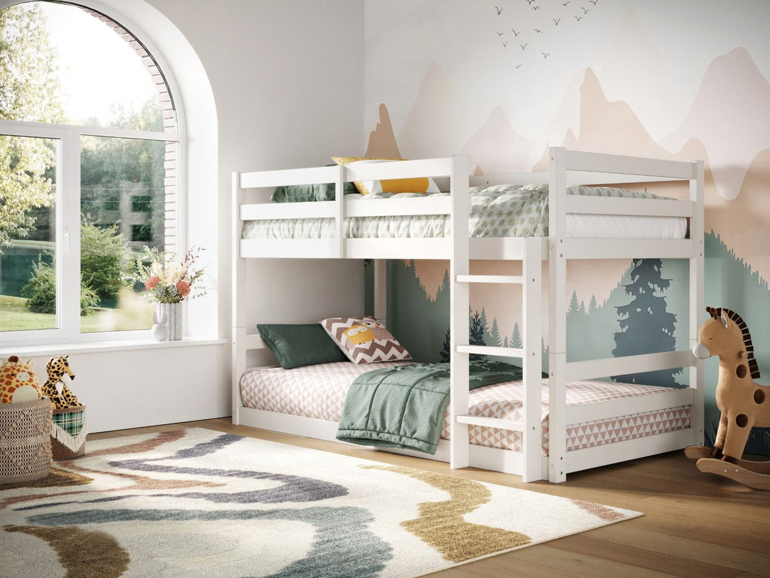 Kids Bunk Beds Shasha Grey White Wooden Bunk Bed1