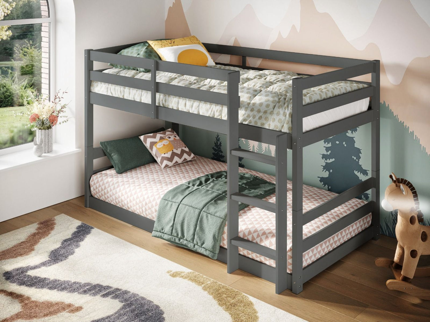 Kids Bunk Beds Shasha Grey White Wooden Bunk Bed