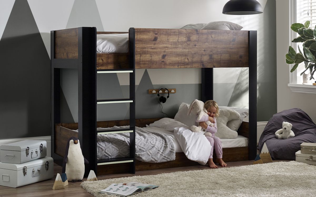 Julian Bowen Solomon Bunk Bed Rustic And Black-Better Bed Company