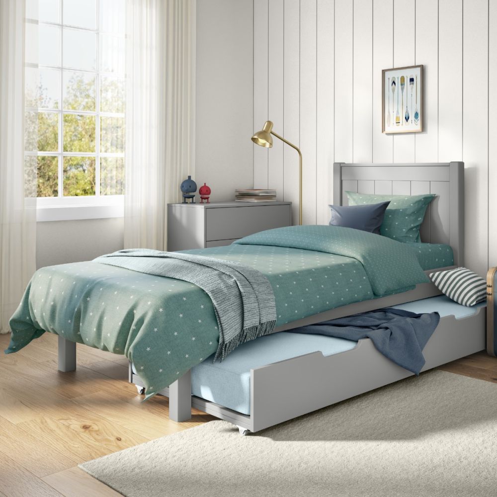 Kids Street Classy Low Footend Bed Frame-Grey-Open Trundle-Better Bed Company