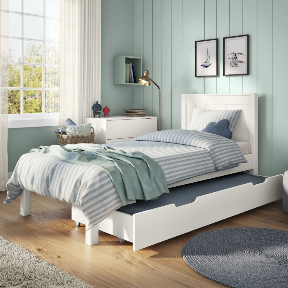 Kids Street Classy Low Footend Bed Frame-White-Open Trundle-Better Bed Company
