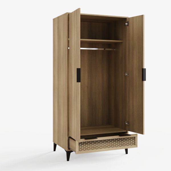 GFW Ezra 2 Door 1 Drawer Wardrobe-Better Bed Company