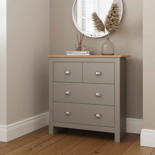 GFW Lancaster 2 + 2 Drawer Chest Grey-Better Bed Company