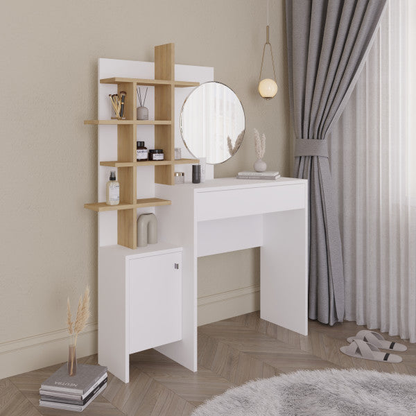 GFW Freyja Dressing Table White Oak From Side-Better Bed Company