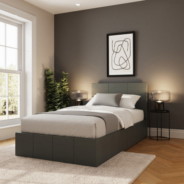GFW Side Lift pu Leather Ottoman Bed Single Black-Better Bed Company