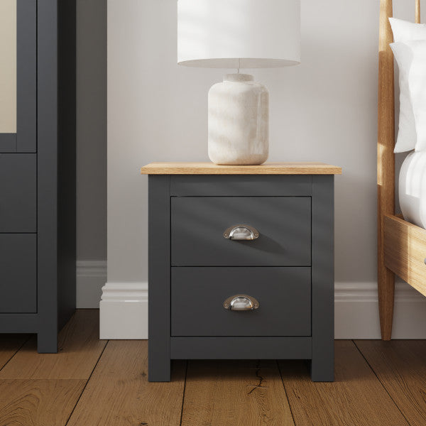 GFW Lancaster 2 Drawer Bedside Blue From Front-Better Bd Company
