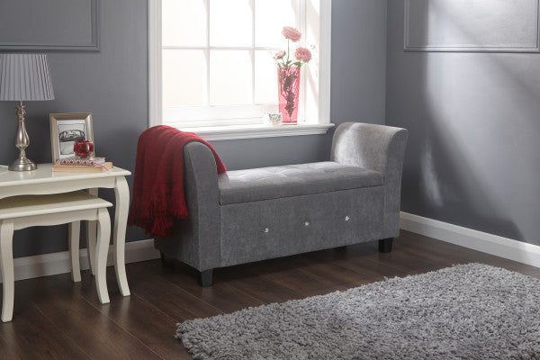 GFW Verona Diamante Window Seat Grey Chenille-Better Bed Company