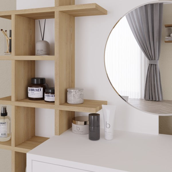 GFW Freyja Dressing Table Oak / White Close Up-Better Bed Company