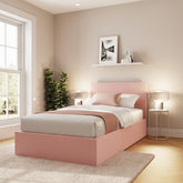 Gfw End Lift Velvet Ottoman Bed-Single Pink-Better Bed Company