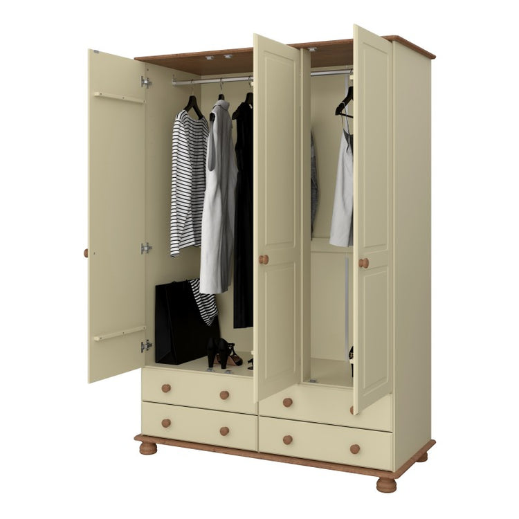 Steens Richmond Cream And Pine 4 Draw 3 Door Wardrobe