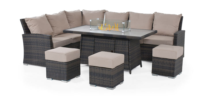 Maze Kingston Corner Dining Set With Fire Pit Table