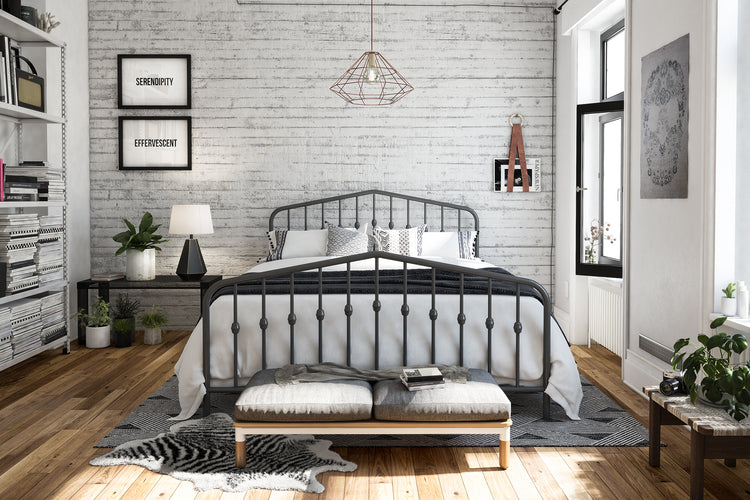 Dorel Home Bushwick Metal Bed Grey-Better Bed Company 