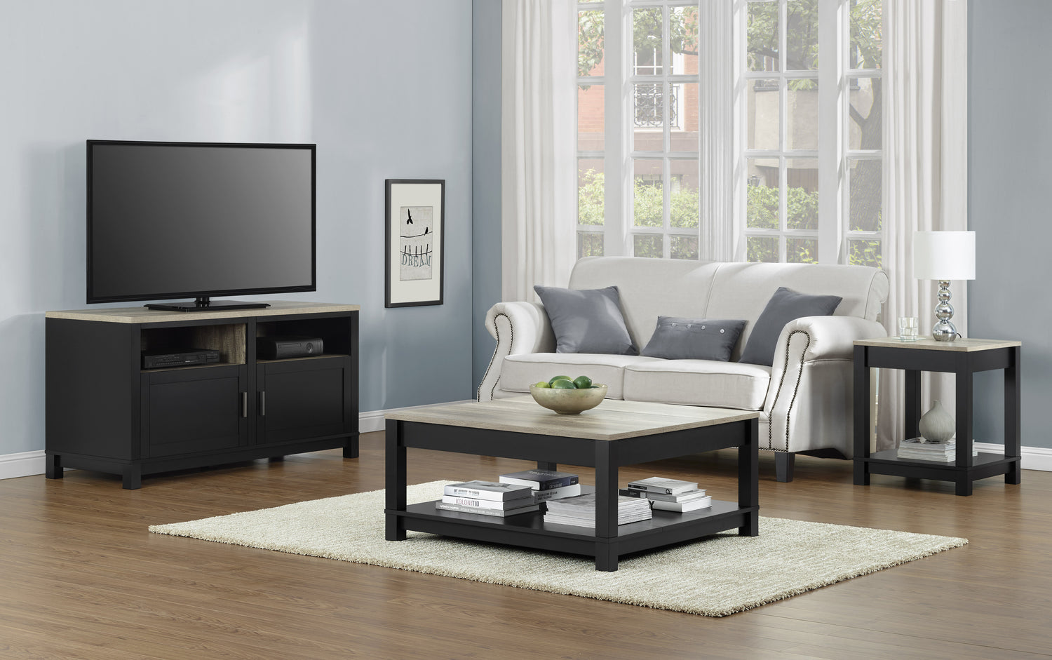 Dorel Home Carver Coffee Table Black Lifestyle-Better Bed Company 