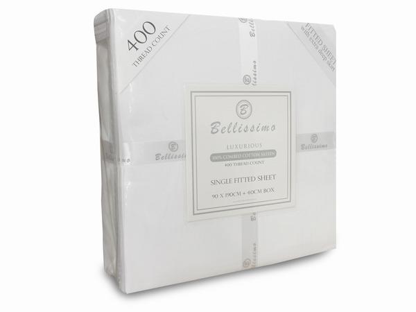 Bellissimo 400 TC Cotton Fitted Sheets White