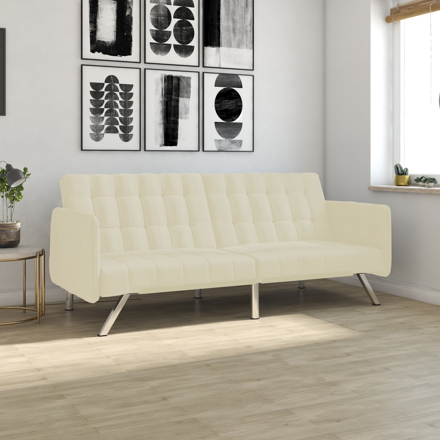 Dorel Home Emily Clic Clac Convertible Sofa Bed Vanilla-Better Bed Company 