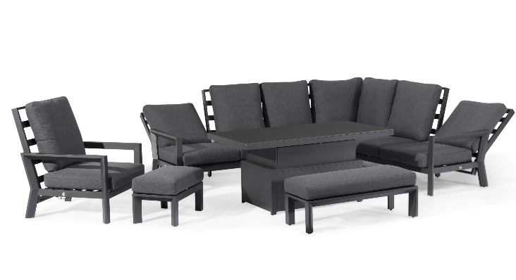 Maze Rattan Manhattan Reclining Corner Dining Set With Rising Table And Armchair