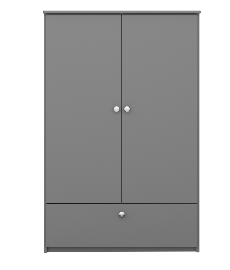 Steens 4 Kids 2 Door 1 Drawer Wardrobe Grey