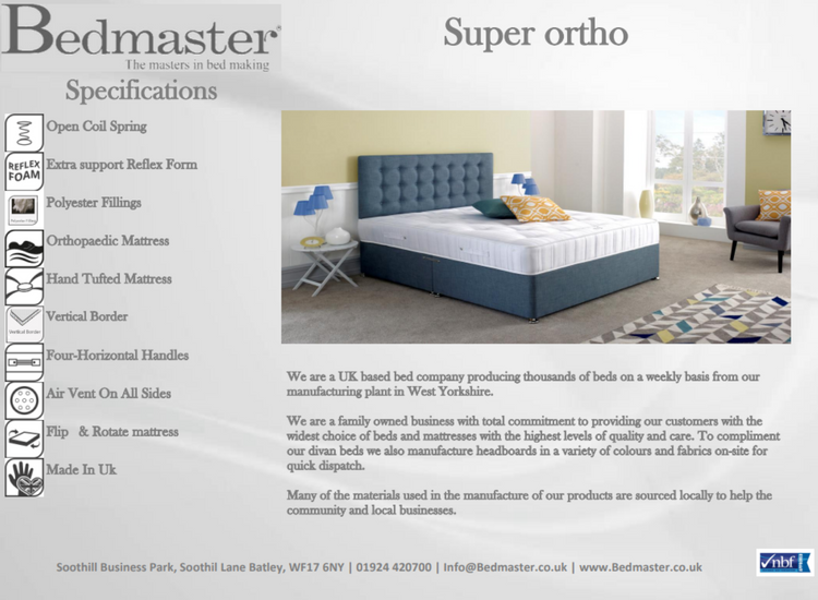 Bedmaster Super Ortho Divan Bed Spec-Better Bed Company 