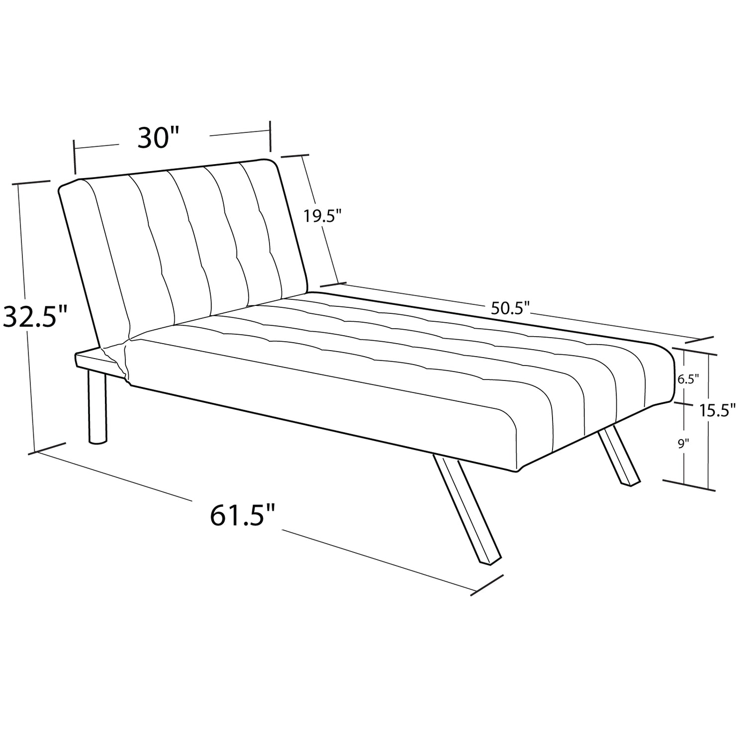 Dorel Home Emily Chaise Single Sofa Bed Dimensions-Better Bed Company