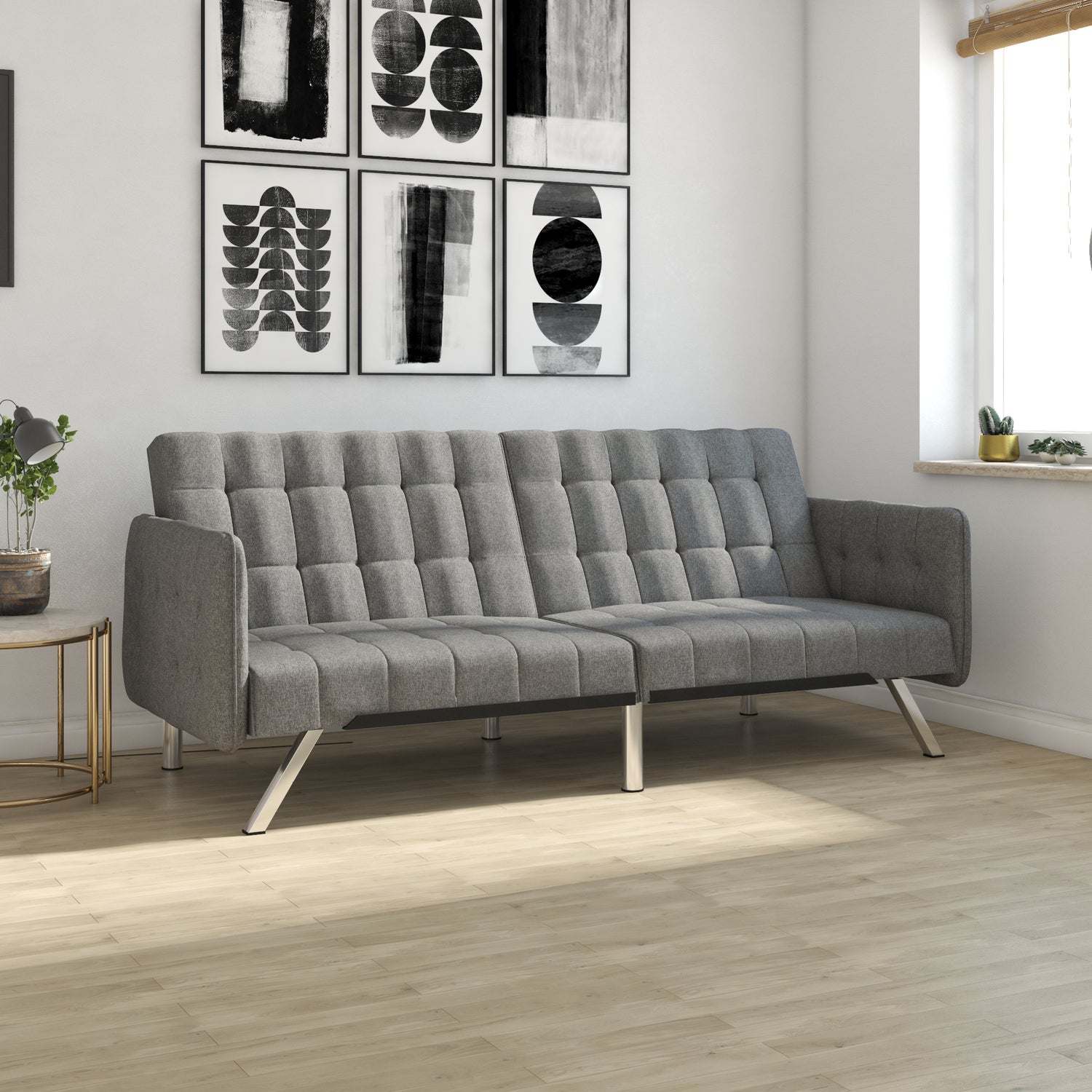 Dorel Home Emily Clic Clac Convertible Sofa Bed Grey-Better Bed Company 