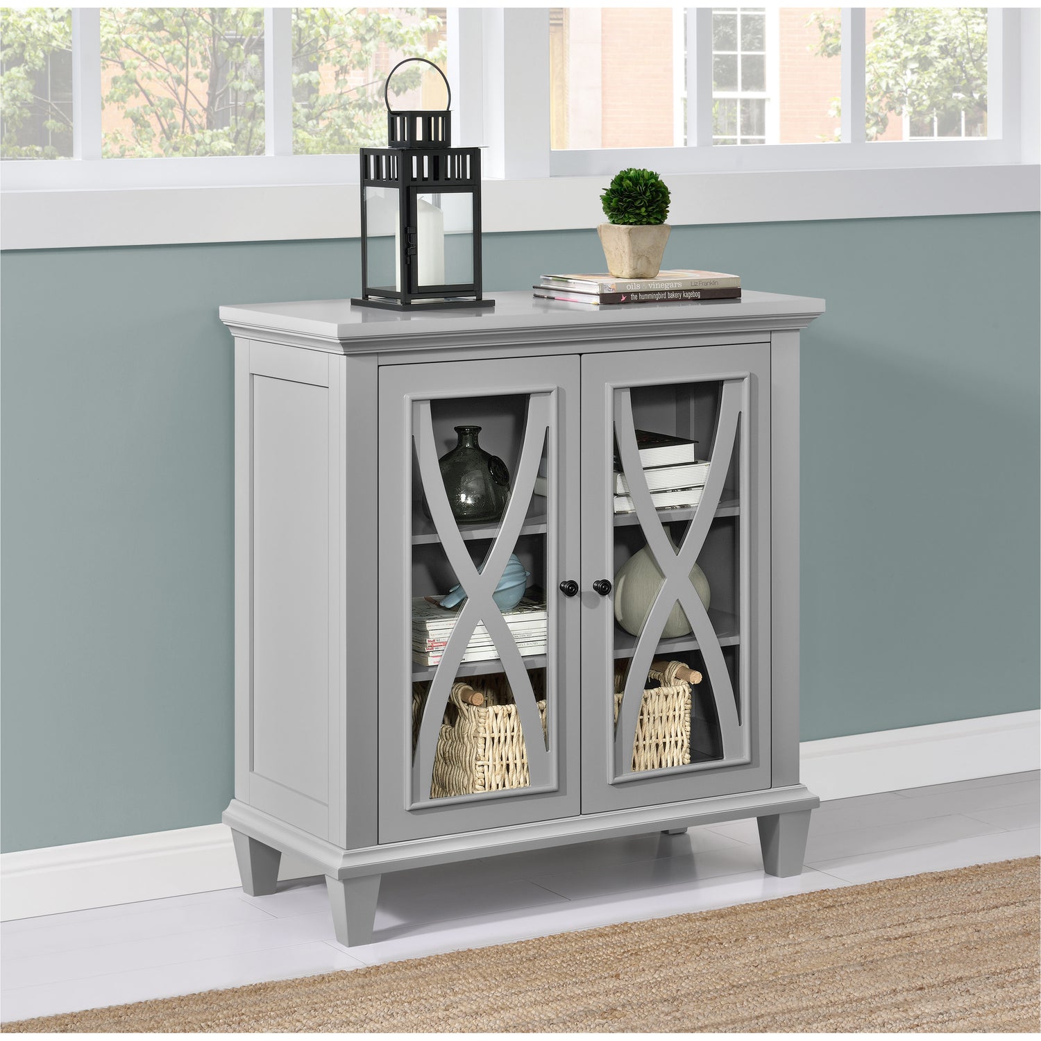 Dorel Home Ellington Double Door Accent Cabinet Grey-Better Bed Company 