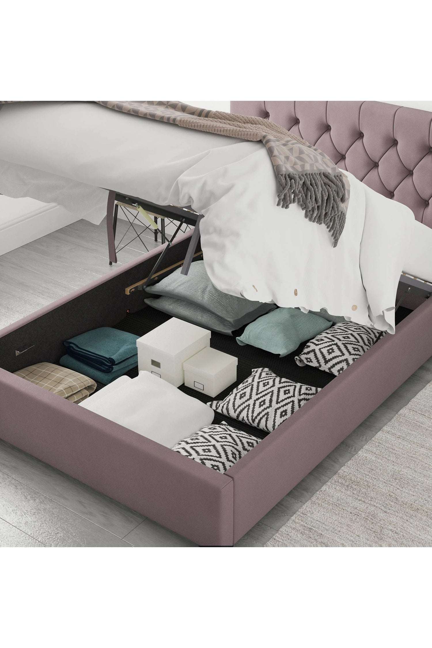Aspire Olivier Blush Ottoman Bed