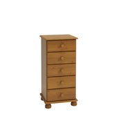 Steens Richmond Pine 5 Draw Narrow Chest Of Draws
