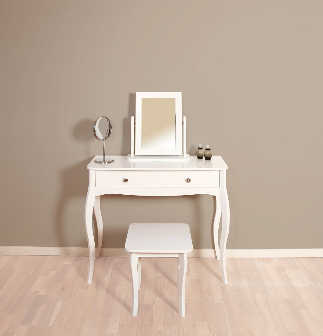 Steens Baroque White Stool and Mirror