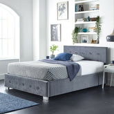 Better Side Opening Grey Plush Velvet Ottoman Bed