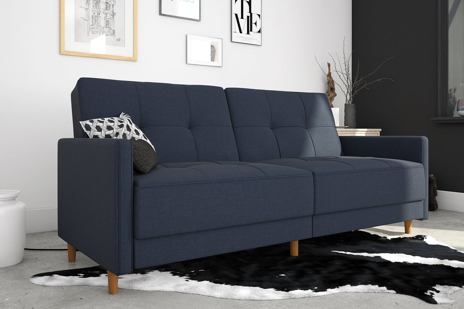 Dorel Home Andora Sprung Sofa Bed Blue Fabric-Better Bed Company 