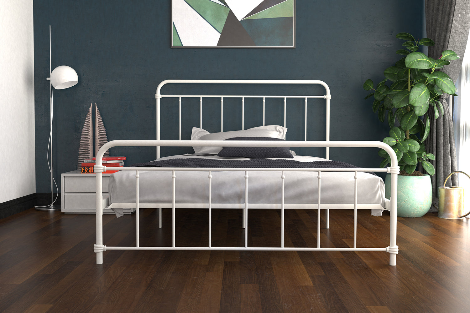 Dorel Home Wallace Metal Bed White-Better Bed Company 