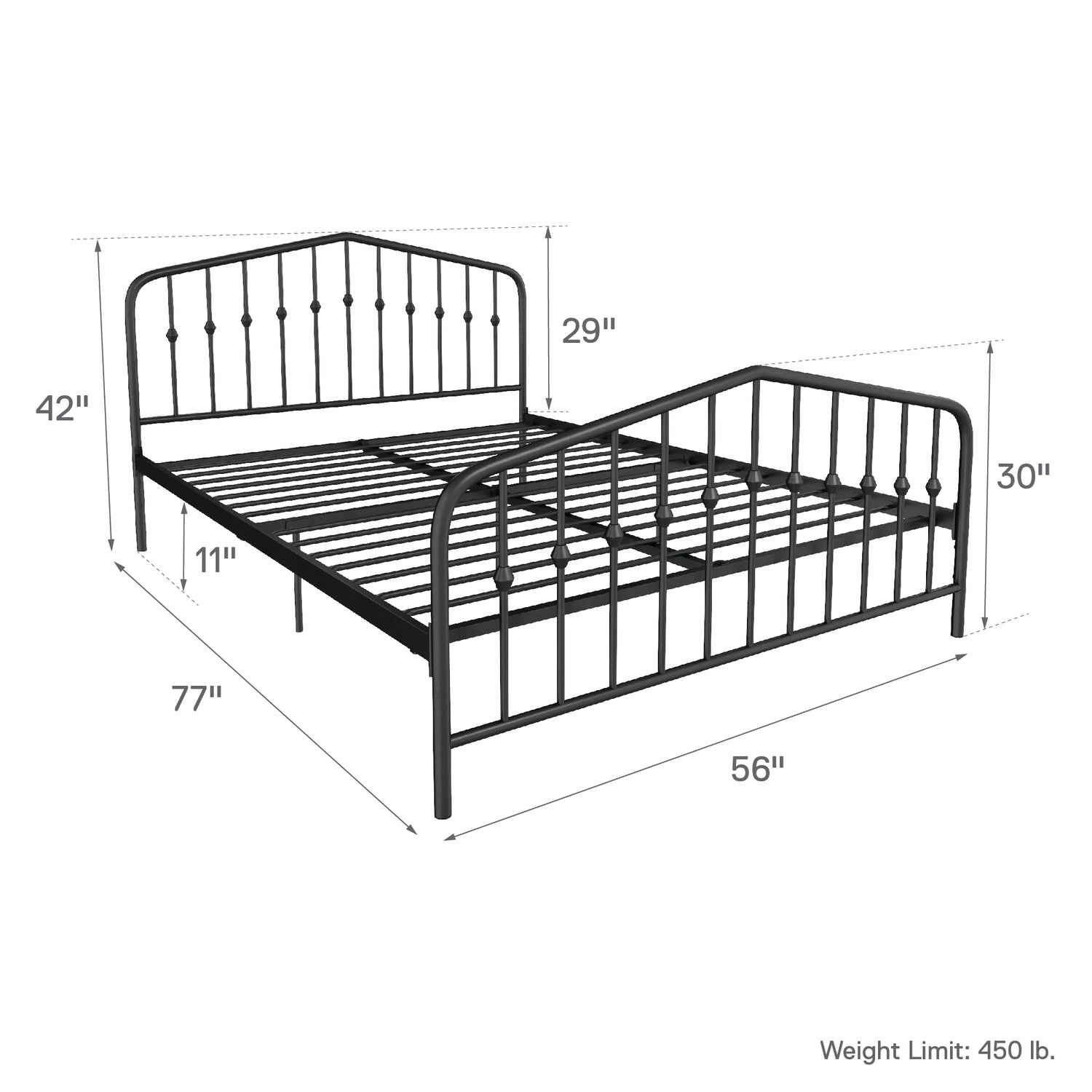 Dorel Home Bushwick Metal Bed Dimensions-Better Bed Company 