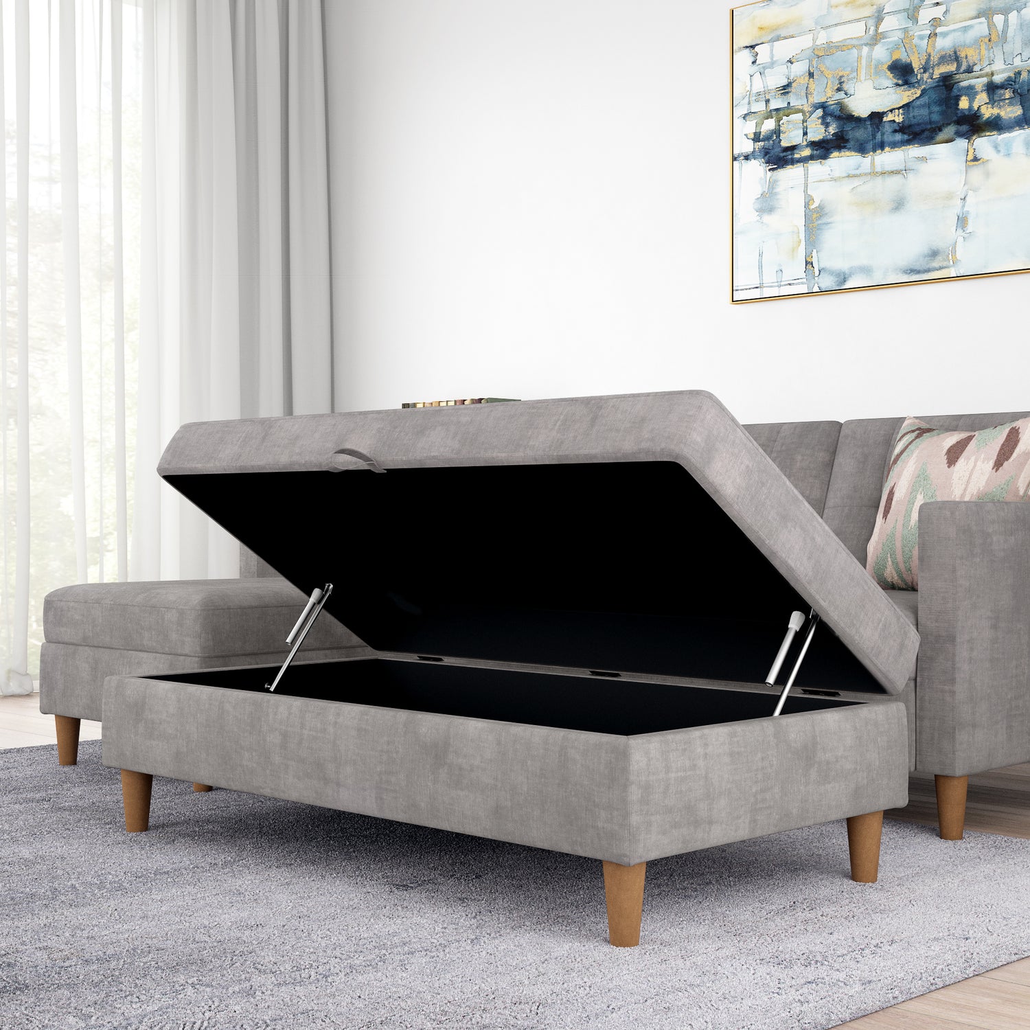 Dorel Home Hartford Storage Ottoman Grey-Better Bed Company