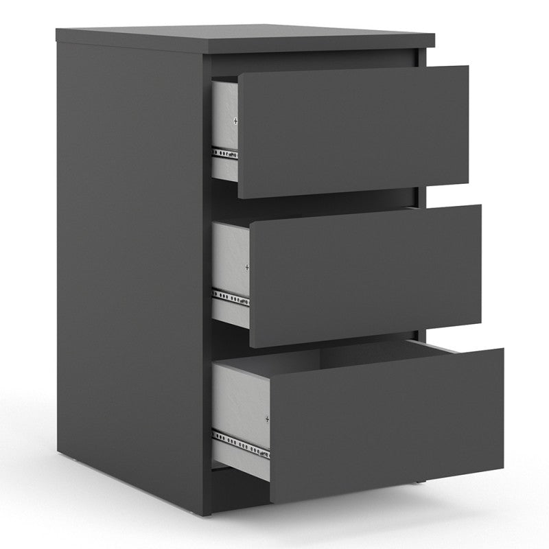 Furniture To Go Naia Bedside 3 Drawers Black-Better Bed Company 
