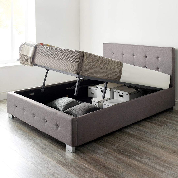 Better Grey Linen Ottoman Bed