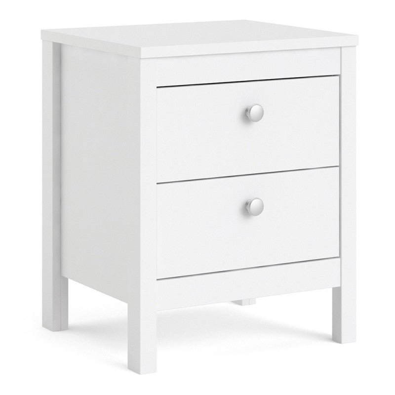 Furniture To Go Madrid Bedside Table 2 Drawers White-Better Bed Company 