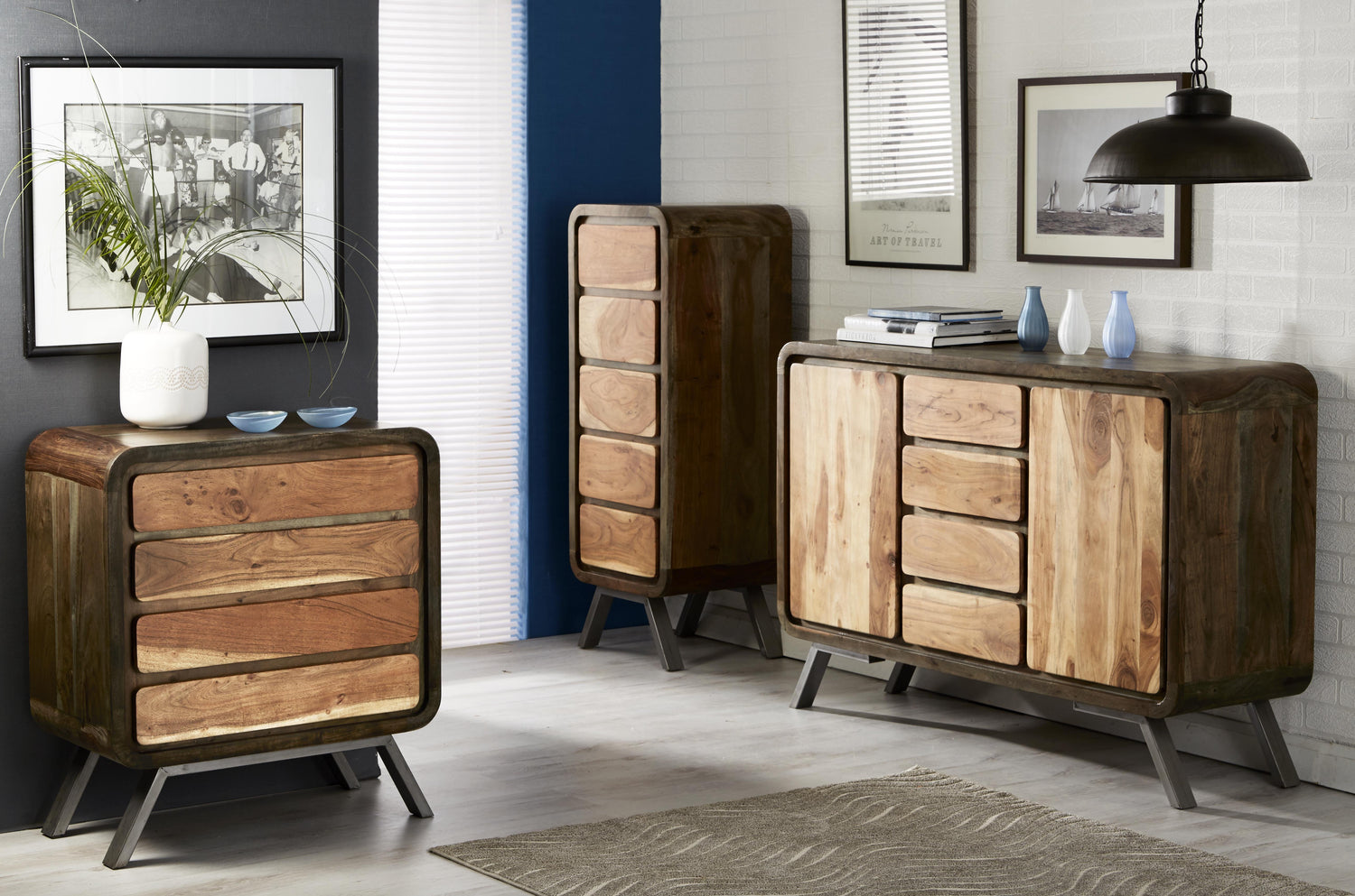 Indian Hub Aspen 2 Drawer Lamp Table