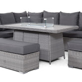 Maze Ascot Rectangular Corner Dining Set With Fire Pit Table-Better Bed Company