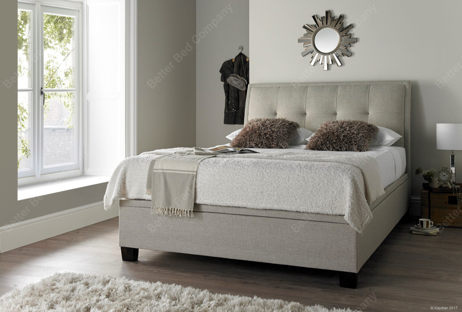 Kaydian Accent Pendle Oatmeal Ottoman Bed Frame