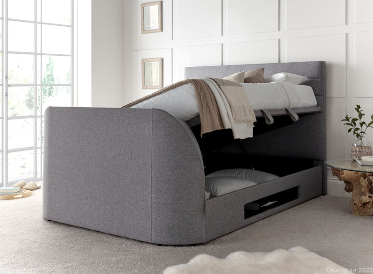 Kaydian Appleby TV Bed Marbella Grey Storage Open-Better Bed Company