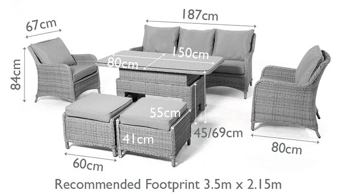 Maze Rattan Cotswold 3 Seat Sofa Dining With Rising Table Dimensions-Better Bed Company