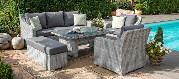 Maze Ascot 3 Seat Rattan Sofa Dining Set With Rising Table