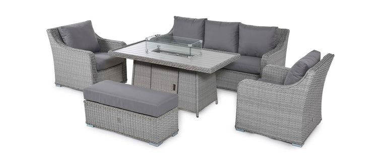 Maze Ascot 3 Seat Sofa Dining Set with Fire Pit Table