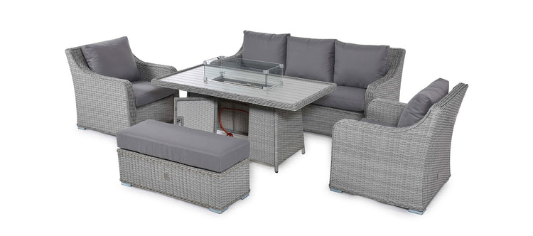 Maze Ascot 3 Seat Sofa Dining Set with Fire Pit Table