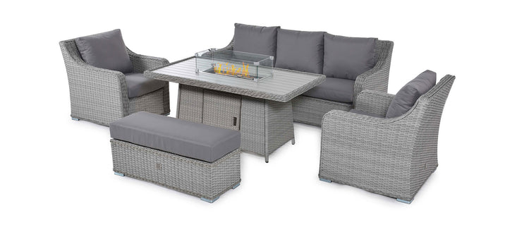 Maze Ascot 3 Seat Sofa Dining Set with Fire Pit Table