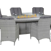 Maze Ascot 8 Seat Oval Dining Set with Fire Pit Table