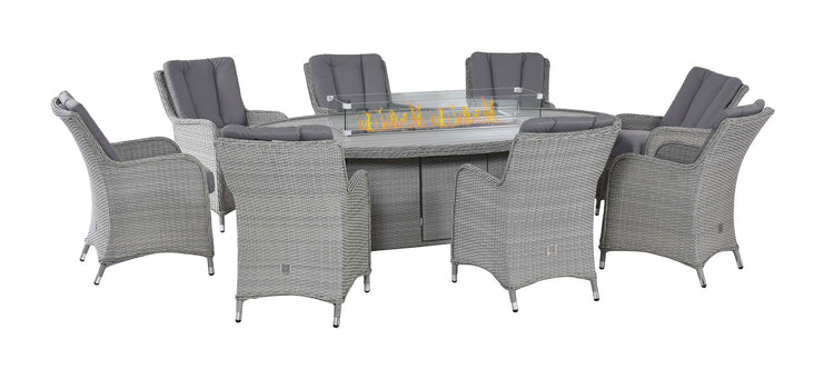 Maze Ascot 8 Seat Oval Dining Set with Fire Pit Table